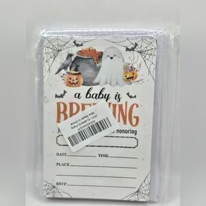 Halloween Baby Shower Invitations “A Baby Is Brewing” Ghost Pumpkin Party Invite